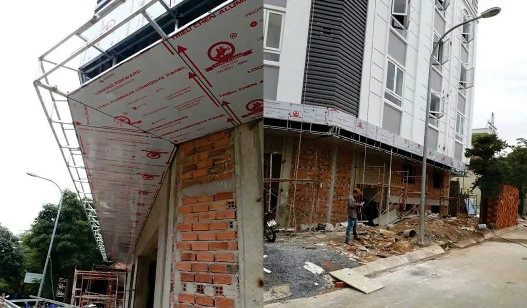 ốp alu mái chờ