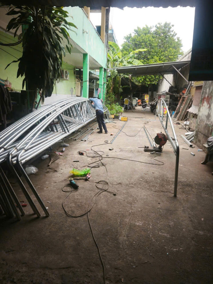 quy trình thi công khung kèo nhà bạt di động tại gia lai